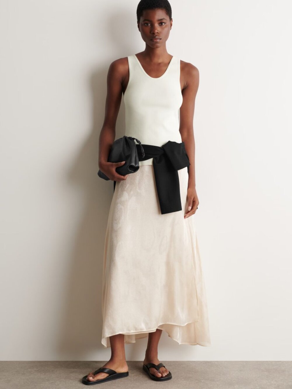 NEW Cos Jacquard Handkerchief Midi Skirt in Cream